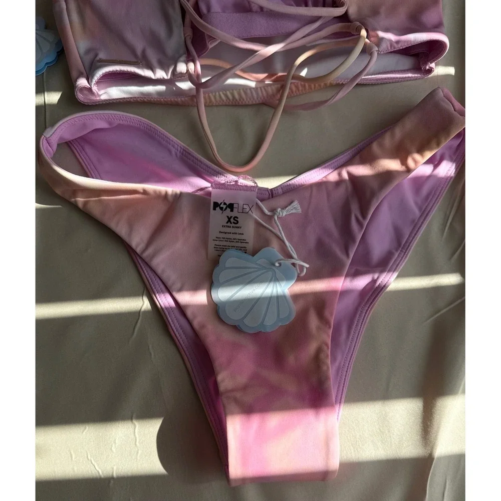NWT POPFLEX Floral Haze Bikini Set‎ - XS Boardwalk Top & XS Low Tide Bottoms